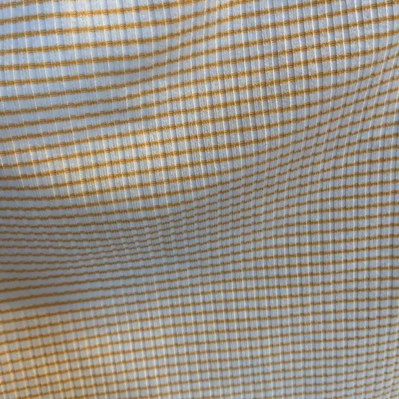 Ribbed Striped Cropped Neutral Yellow Off Shoulder Baby Short Sleeve Top Tee - Picture 3 of 3